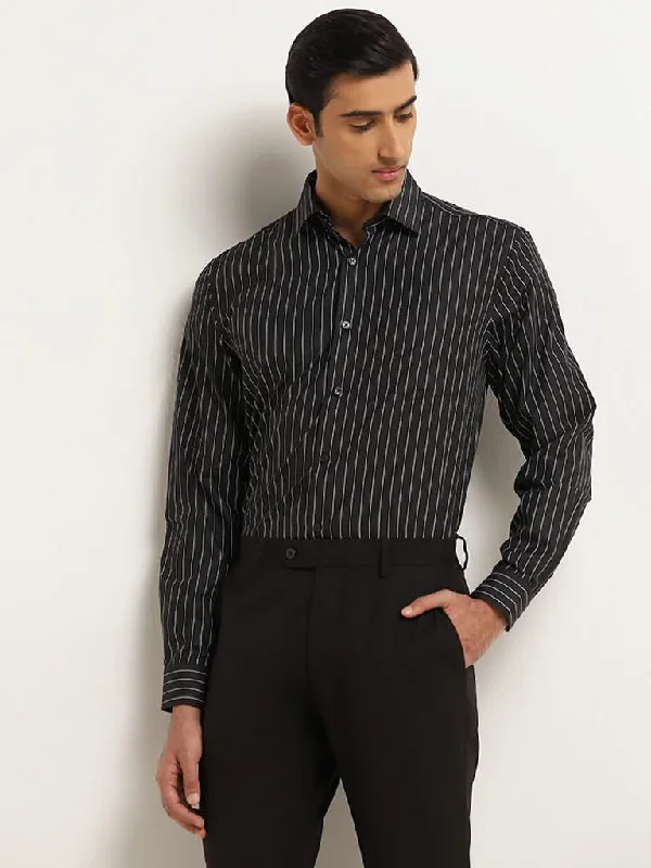 Women's budget - friendly denim pants Button - fly women jeans with a traditional touch WES Formals Black Striped Relaxed Fit Shirt Women's budget - friendly denim pants Button - fly women jeans with a traditional touch WES Formals Black Striped Relaxed Fit Shirt