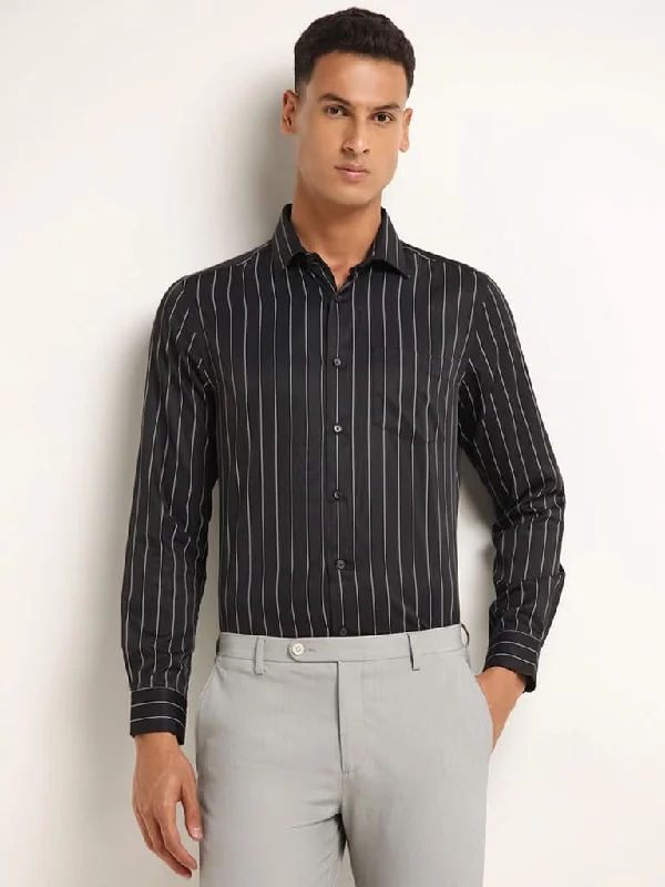 Women's pants for cocktail parties Distressed women jeans for a trendy and edgy look WES Formals Black Striped Slim Fit Shirt Women's pants for cocktail parties Distressed women jeans for a trendy and edgy look WES Formals Black Striped Slim Fit Shirt