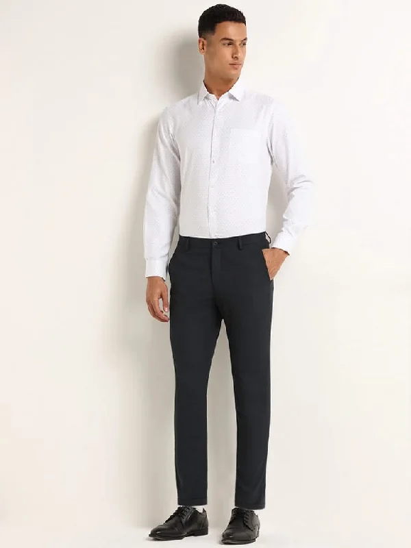 Women's pants with mesh panels Jeggings women jeans combining the comfort of leggings and style of jeans WES Formals Navy Mid Rise Carrot Fit Trousers Women's pants with mesh panels Jeggings women jeans combining the comfort of leggings and style of jeans WES Formals Navy Mid Rise Carrot Fit Trousers