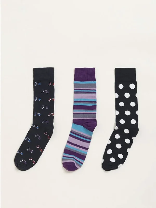 Women's high - waisted yoga pants Skinny women jeans with a form - fitting design WES Lounge Multicolour Printed Cotton Blend Full Length Socks - Pack of 3 Women's high - waisted yoga pants Skinny women jeans with a form - fitting design WES Lounge Multicolour Printed Cotton Blend Full Length Socks - Pack of 3