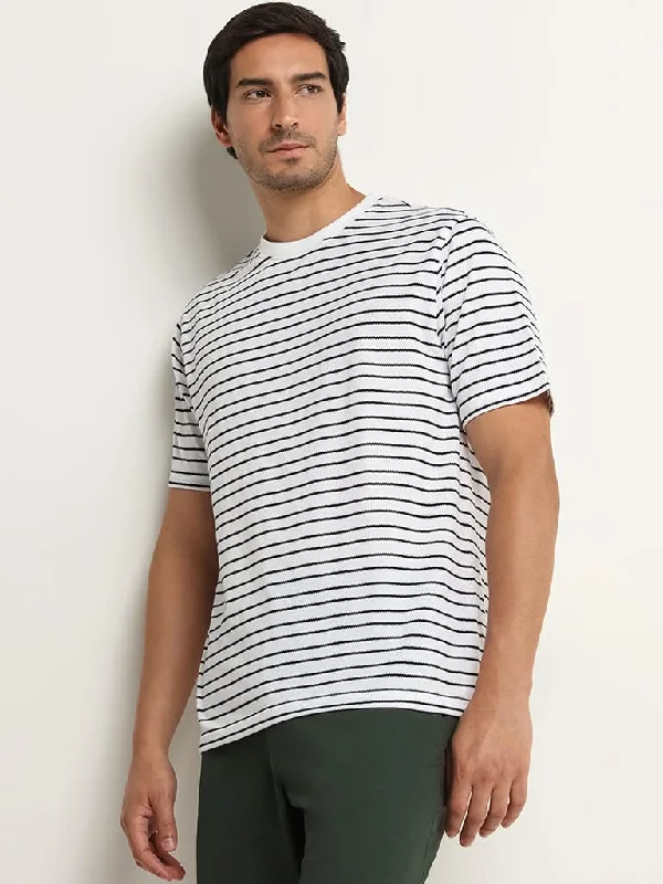 Women's sustainable fashion pants Jeggings women jeans combining the comfort of leggings and style of jeans WES Lounge White Striped Cotton Blend Relaxed Fit T-Shirt Women's sustainable fashion pants Jeggings women jeans combining the comfort of leggings and style of jeans WES Lounge White Striped Cotton Blend Relaxed Fit T-Shirt