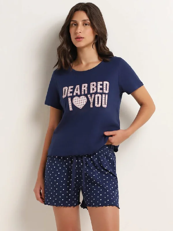 Women's ruffled hem dress pants Cargo women jeans with multiple pockets for added functionality Wunderlove Navy Heart Printed Shorts Set In A Bag Women's ruffled hem dress pants Cargo women jeans with multiple pockets for added functionality Wunderlove Navy Heart Printed Shorts Set In A Bag