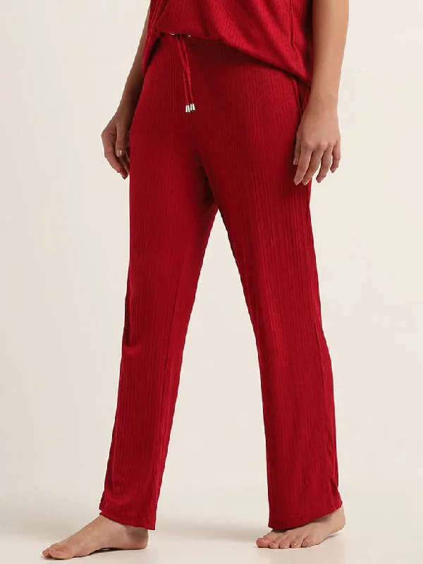 Women's tall - length straight pants Skinny women jeans with a form - fitting design Wunderlove Red Ribbed Mid Rise Supersoft Pyjamas Women's tall - length straight pants Skinny women jeans with a form - fitting design Wunderlove Red Ribbed Mid Rise Supersoft Pyjamas