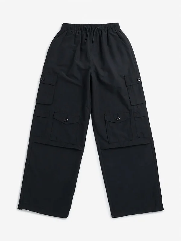 Women's eco - friendly organic pants Mom jeans for a nostalgic and casual look Y&F Kids Black Cargo-Styled Mid Rise Trousers Women's eco - friendly organic pants Mom jeans for a nostalgic and casual look Y&F Kids Black Cargo-Styled Mid Rise Trousers