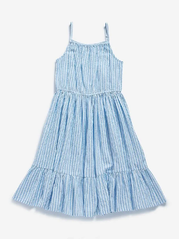 Women's pants for garden parties Colored women jeans in vibrant hues like red and yellow Y&F Kids Blue Stripe Printed Tiered Dress