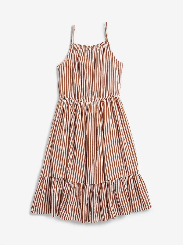 Women's eco - friendly organic pants Mom jeans for a nostalgic and casual look Y&F Kids Brown Striped Tiered Dress Women's eco - friendly organic pants Mom jeans for a nostalgic and casual look Y&F Kids Brown Striped Tiered Dress