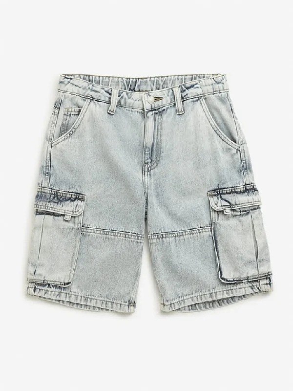 Women's zipper - detail fashion pants Jeggings women jeans combining the comfort of leggings and style of jeans Y&F Kids Light Blue Mid Rise Cargo-Style Denim Shorts