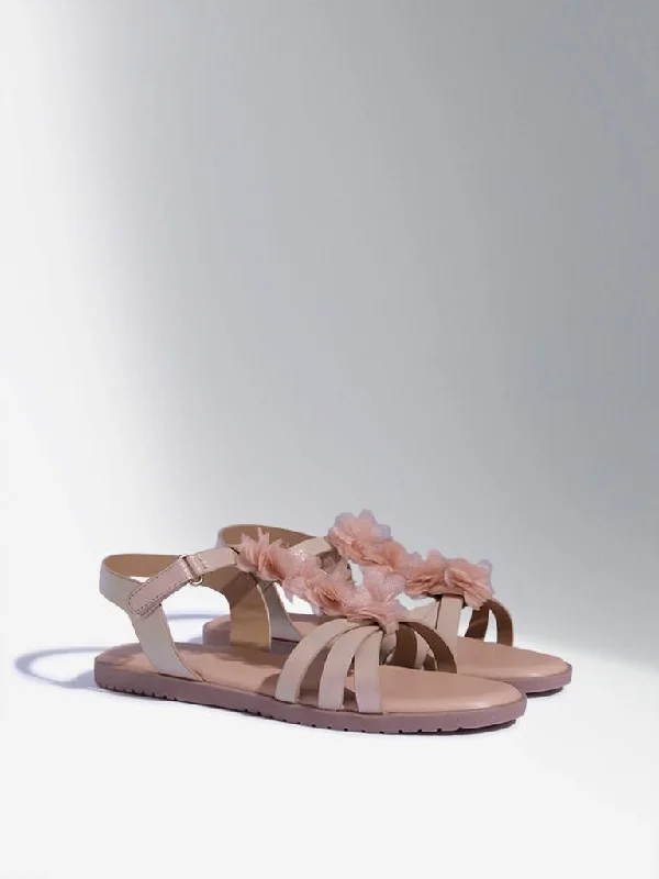 Women's eco - friendly organic pants Mom jeans for a nostalgic and casual look Yellow Light Gold Floral Sandals