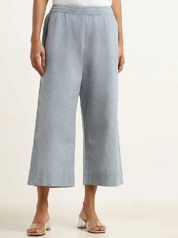Women's one - piece jumpsuit pants Embroidered women jeans with intricate patterns Zuba Blue Cotton Culotte Pants Women's one - piece jumpsuit pants Embroidered women jeans with intricate patterns Zuba Blue Cotton Culotte Pants