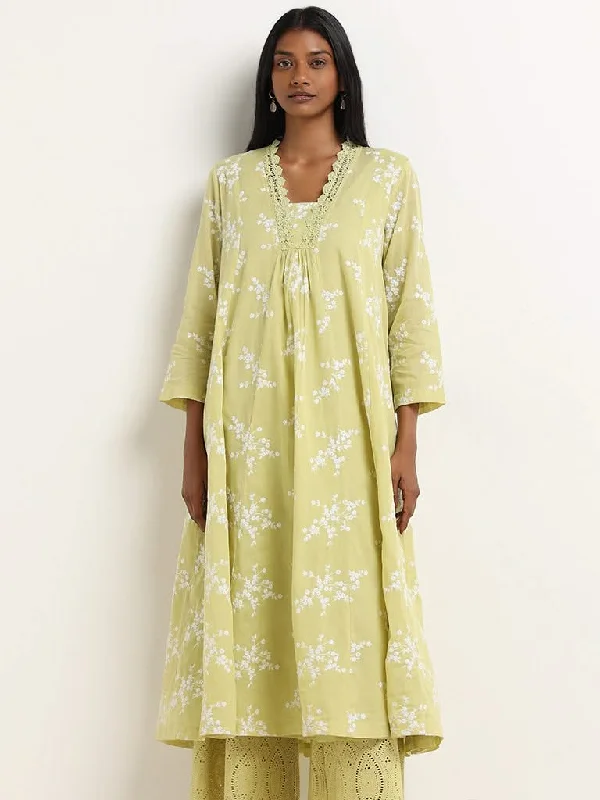 Women's pants for family gatherings Embroidered women jeans with intricate patterns Zuba Lime Floral Embroidered Cotton A-Line Kurta with Camisole Women's pants for family gatherings Embroidered women jeans with intricate patterns Zuba Lime Floral Embroidered Cotton A-Line Kurta with Camisole