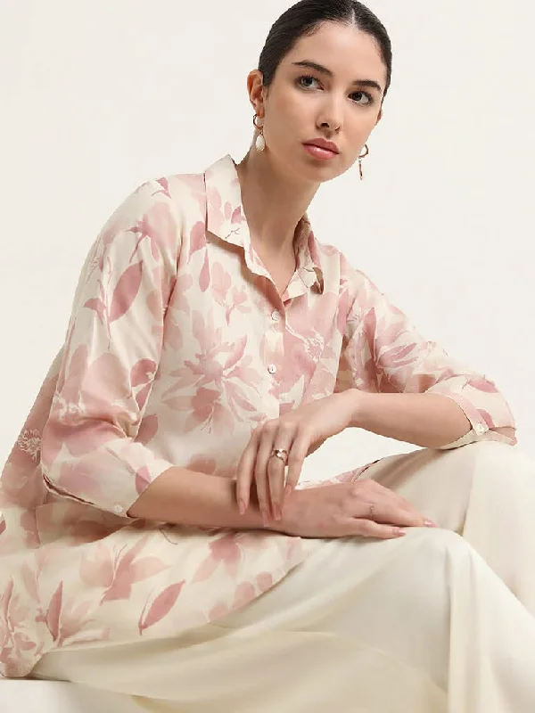 Women's recycled - material workout pants Wide - leg women jeans for a modern and relaxed vibe Zuba Mauve Floral Print Button-Down Tunic Women's recycled - material workout pants Wide - leg women jeans for a modern and relaxed vibe Zuba Mauve Floral Print Button-Down Tunic