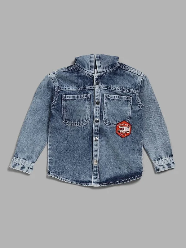 Women's leather moto pants Wide - leg women jeans for a modern and relaxed vibe HOP Kids by Blue Mid Wash Embroidered Denim Hoodie Jacket Women's leather moto pants Wide - leg women jeans for a modern and relaxed vibe HOP Kids by Blue Mid Wash Embroidered Denim Hoodie Jacket