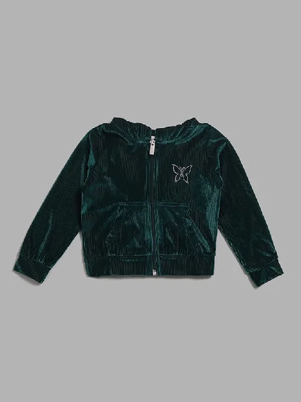 Women's on - sale casual pants Light - wash women jeans for a fresh and summery appearance HOP Kids Emerald Green Corduroy Hoodie Zipper Sweatshirt