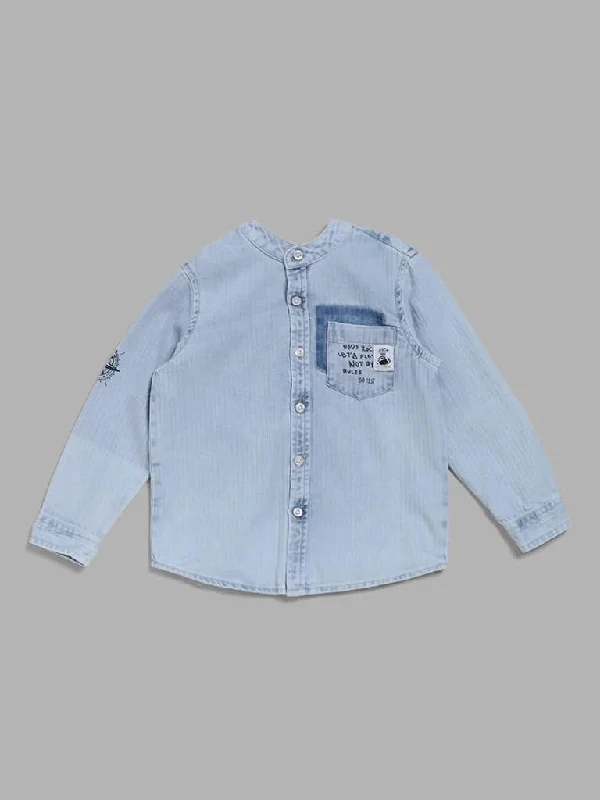 Women's pants for dancing Acid - wash women jeans with a retro finish HOP Kids Mid Blue Printed Shirt with Hood