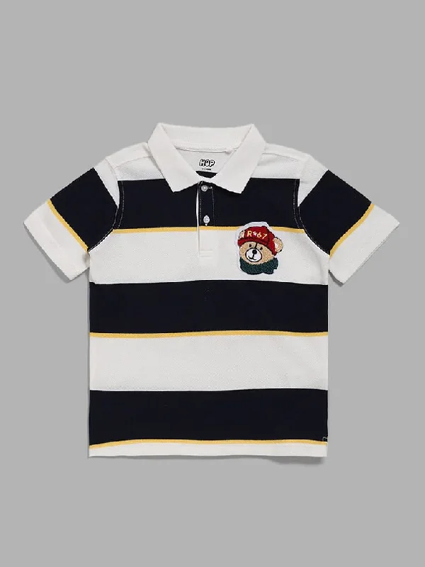 Women's pocket - equipped casual pants Button - fly women jeans with a traditional touch HOP Kids Navy Striped Polo T-Shirt