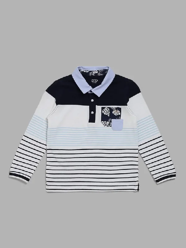Women's one - piece jumpsuit pants Embroidered women jeans with intricate patterns HOP Kids Navy Striped Polo T-Shirt