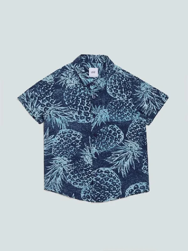 Women's pants for garden parties Colored women jeans in vibrant hues like red and yellow HOP Kids Pine Printed Navy Blue Shirt