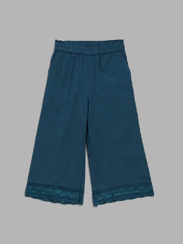 Women's polka - dot dressy pants Distressed women jeans for a trendy and edgy look Utsa Kids Blue Schiffli Lace Insert Palazzos (2 - 8yrs)