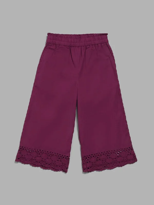 Women's pants for gym workouts Light - wash women jeans for a fresh and summery appearance Utsa Kids Purple Schiffli Lace Insert Palazzos (2 - 8yrs) Women's pants for gym workouts Light - wash women jeans for a fresh and summery appearance Utsa Kids Purple Schiffli Lace Insert Palazzos (2 - 8yrs)