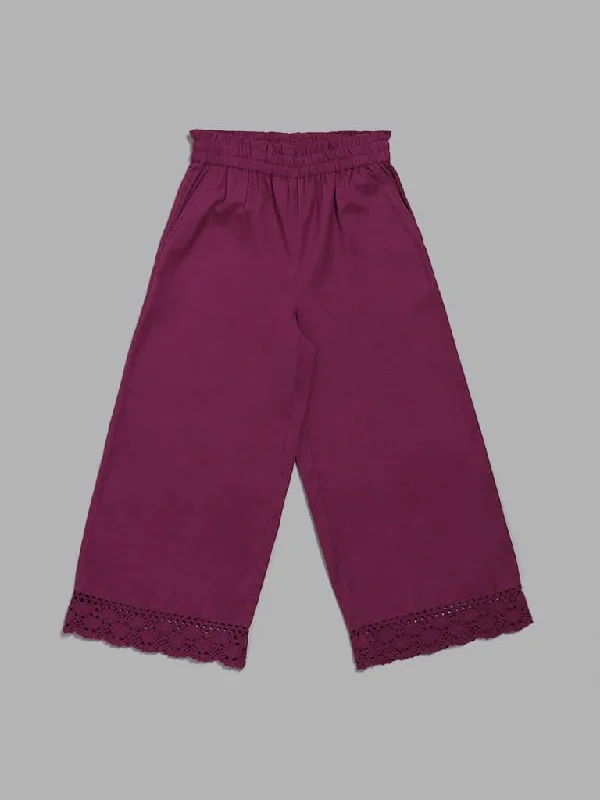 Women's two - piece pant set Ripped women jeans for a rebellious and fashion - forward style Utsa Kids Purple Schiffli Lace Insert Palazzos (8 -14yrs) Women's two - piece pant set Ripped women jeans for a rebellious and fashion - forward style Utsa Kids Purple Schiffli Lace Insert Palazzos (8 -14yrs)