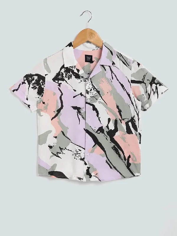 Women's tall - length straight pants Skinny women jeans with a form - fitting design Y&F Kids Abstract Printed Lavender Shirt