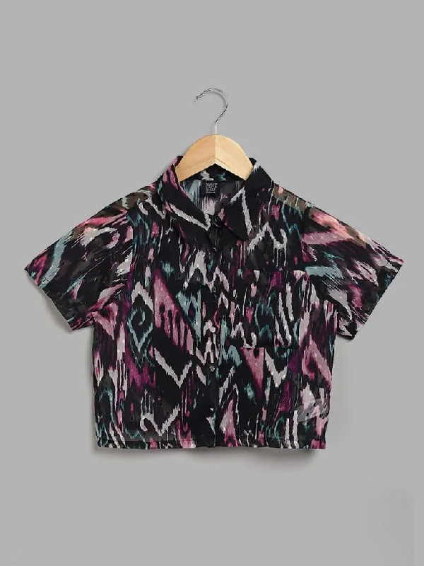 Women's long - length casual pants Straight - leg women jeans with a classic and timeless appeal Y&F Kids Abstract Printed Multicolour Shirt with Camisole