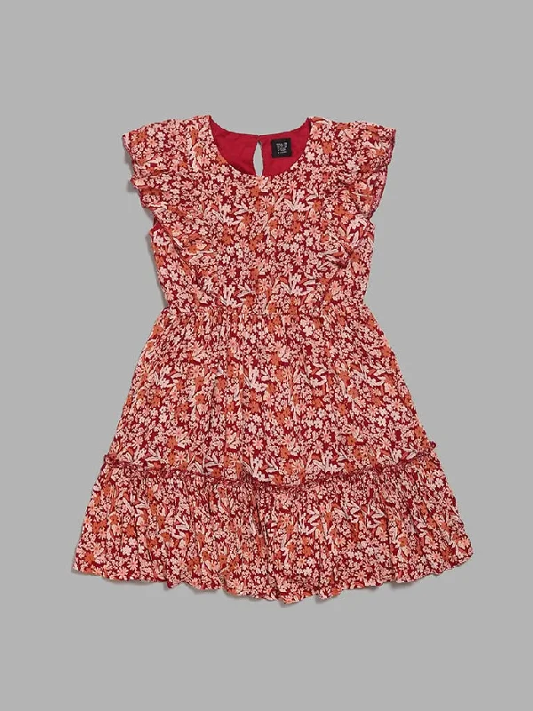 Women's long - sleeve jumpsuit pants Straight - leg women jeans with a classic and timeless appeal Y&F Kids Maroon Ditsy Floral Printed Tiered Dress Women's long - sleeve jumpsuit pants Straight - leg women jeans with a classic and timeless appeal Y&F Kids Maroon Ditsy Floral Printed Tiered Dress