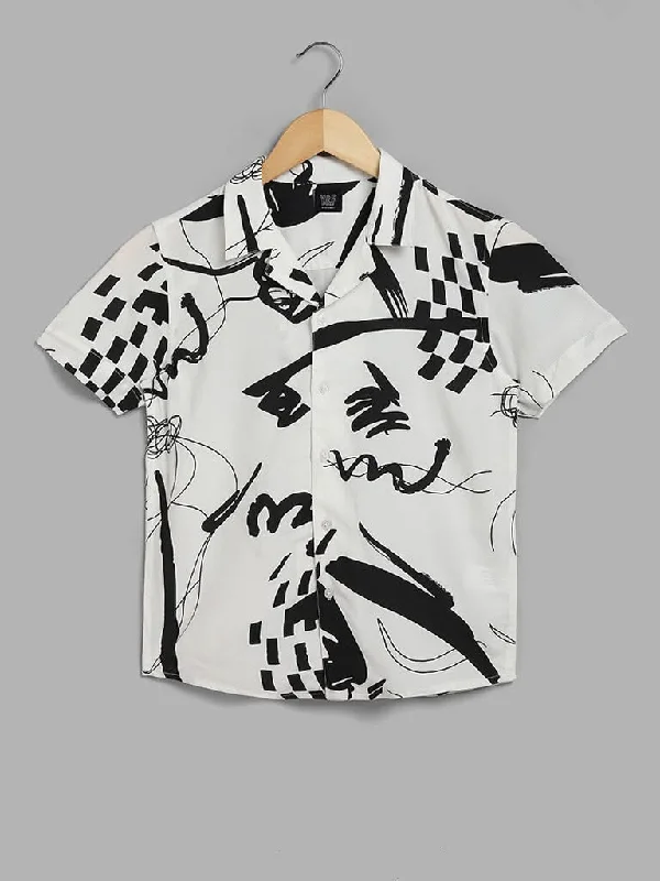 Women's sustainable fashion pants Jeggings women jeans combining the comfort of leggings and style of jeans Y&F Kids Off White Abstract Printed Shirt