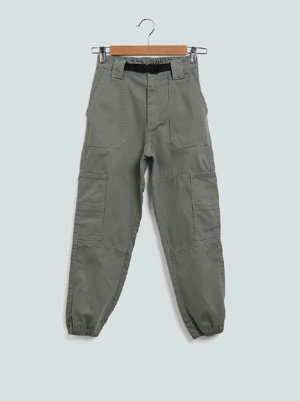 Women's pants with thermal lining Wide - leg women jeans for a modern and relaxed vibe Y&F Kids Solid Algae Green Elasticated Relaxed - Fit Mid - Rise Jeans Women's pants with thermal lining Wide - leg women jeans for a modern and relaxed vibe Y&F Kids Solid Algae Green Elasticated Relaxed - Fit Mid - Rise Jeans